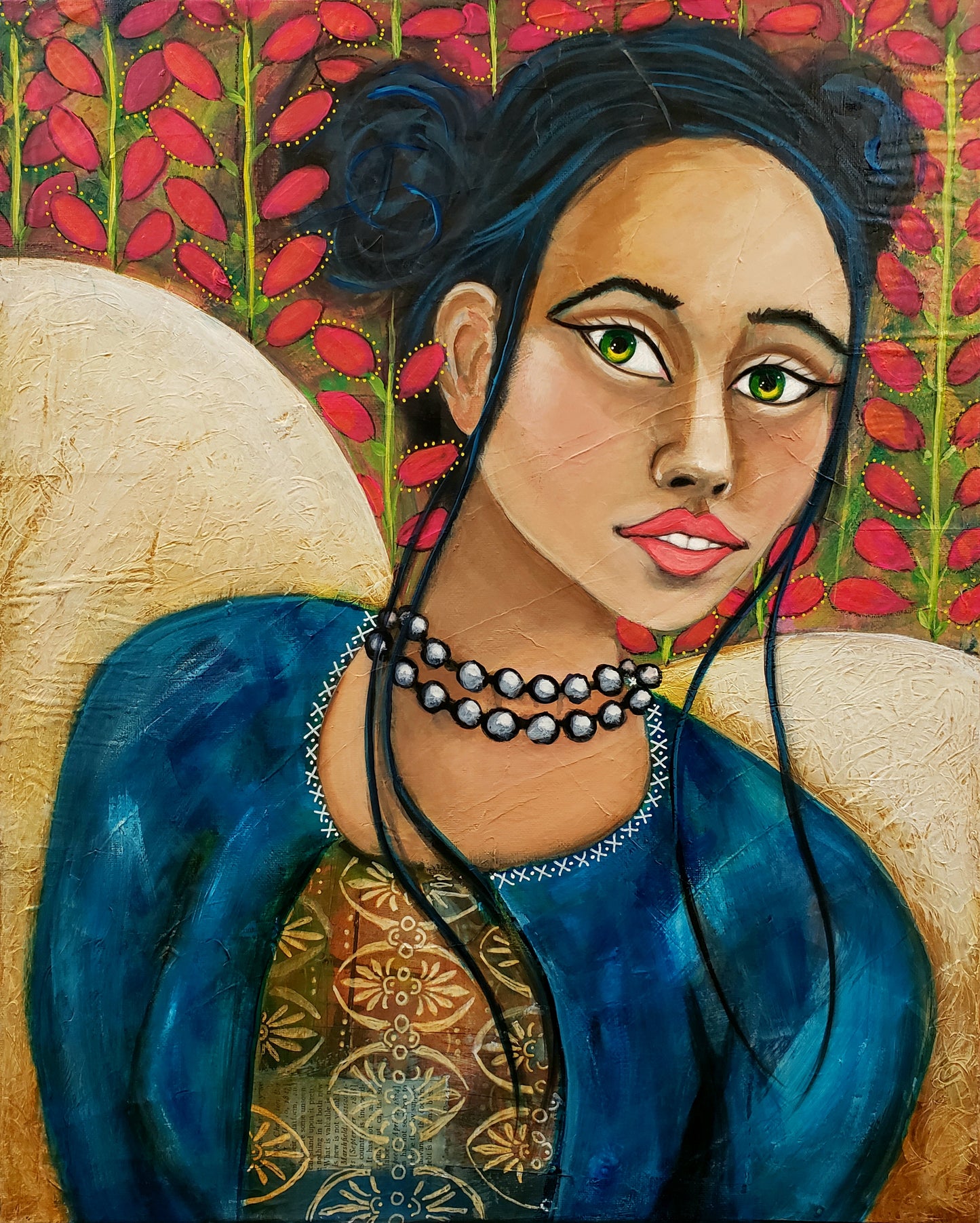 Artistic portrait of a woman with a colorful background