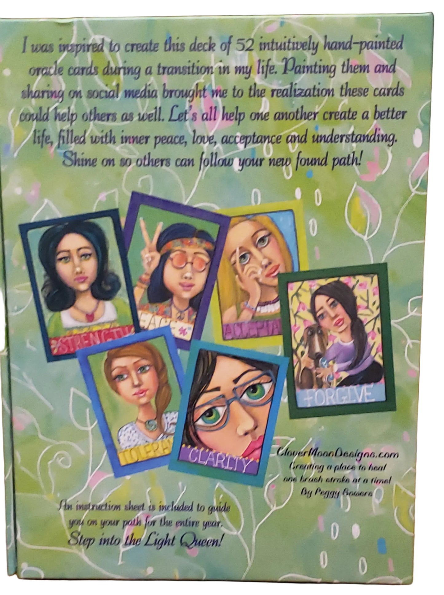 Find Your Light Deck of 52 hand painted professionally printed positivity cards to improve your outlook on life. Packaged in a decorative magnetic clasp box with instructions included.