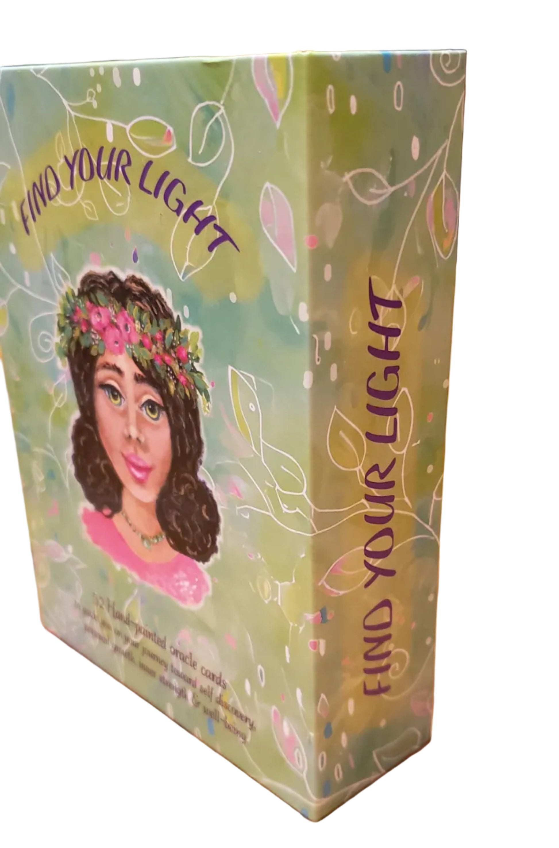 Find Your Light Deck of 52 hand painted professionally printed positivity cards to improve your outlook on life. Packaged in a decorative magnetic clasp box with instructions included. 