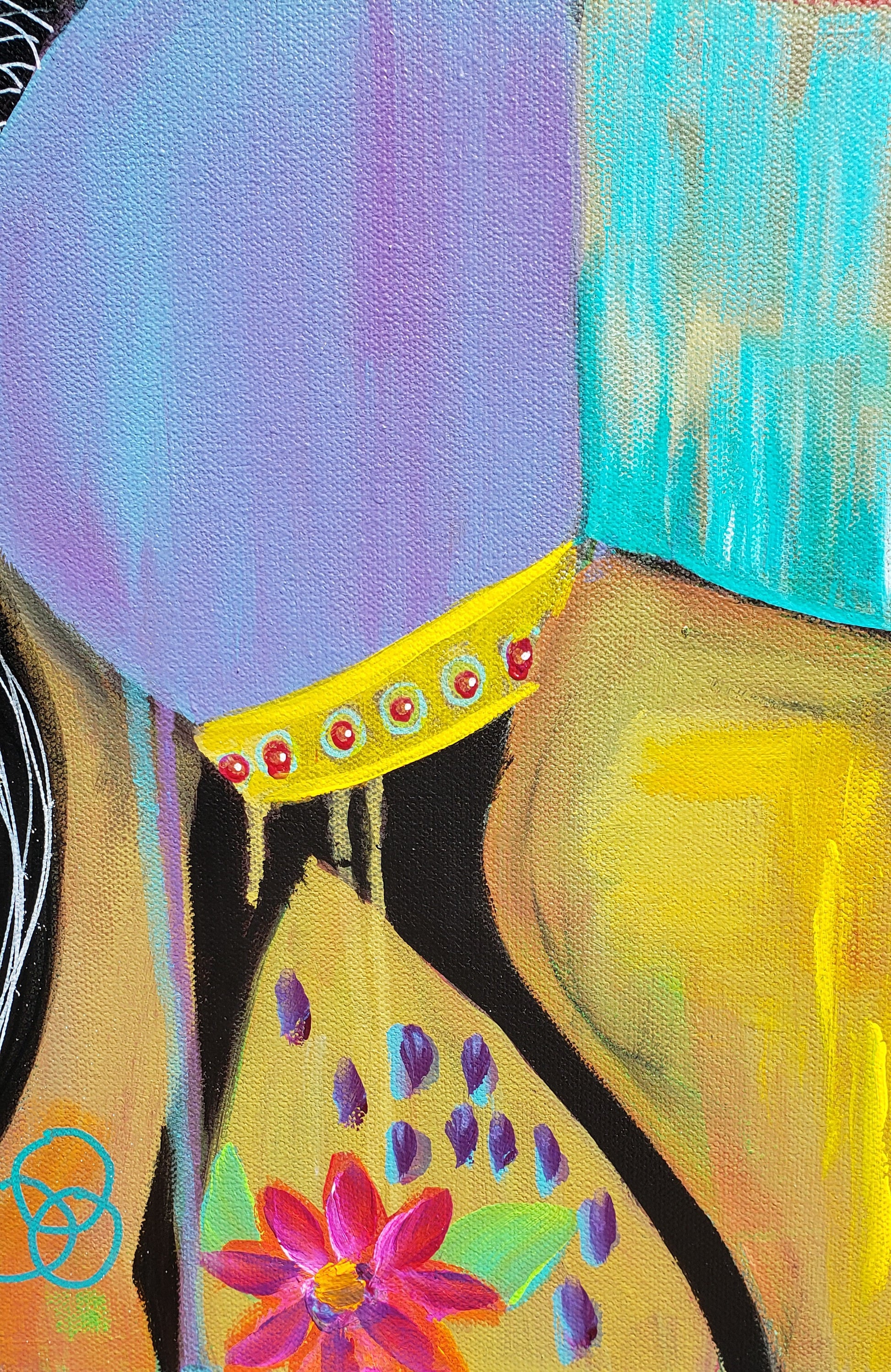 Stable Life Whimsical horse original mixed media painting wall art equestrian wall decore abstract boldly colored background 