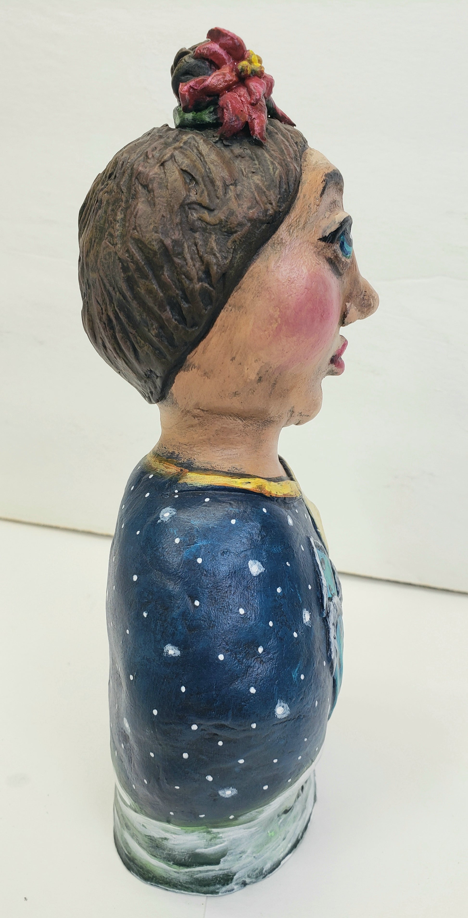 Paper Clay Doll Oh holy night is a standing Christmas decoration handmade orginal artwork