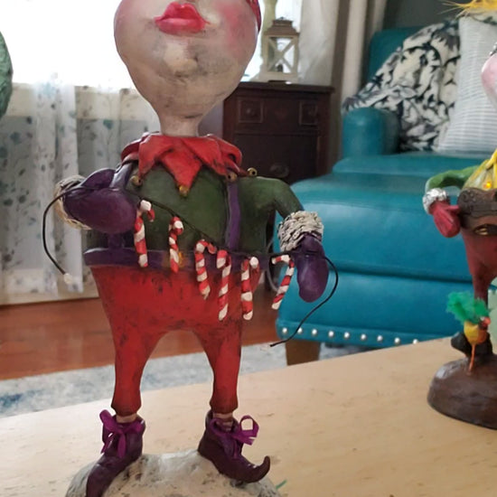 Paper clay character candy cane theme christmas decoration