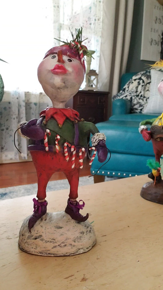 Paper clay character candy cane theme christmas decoration