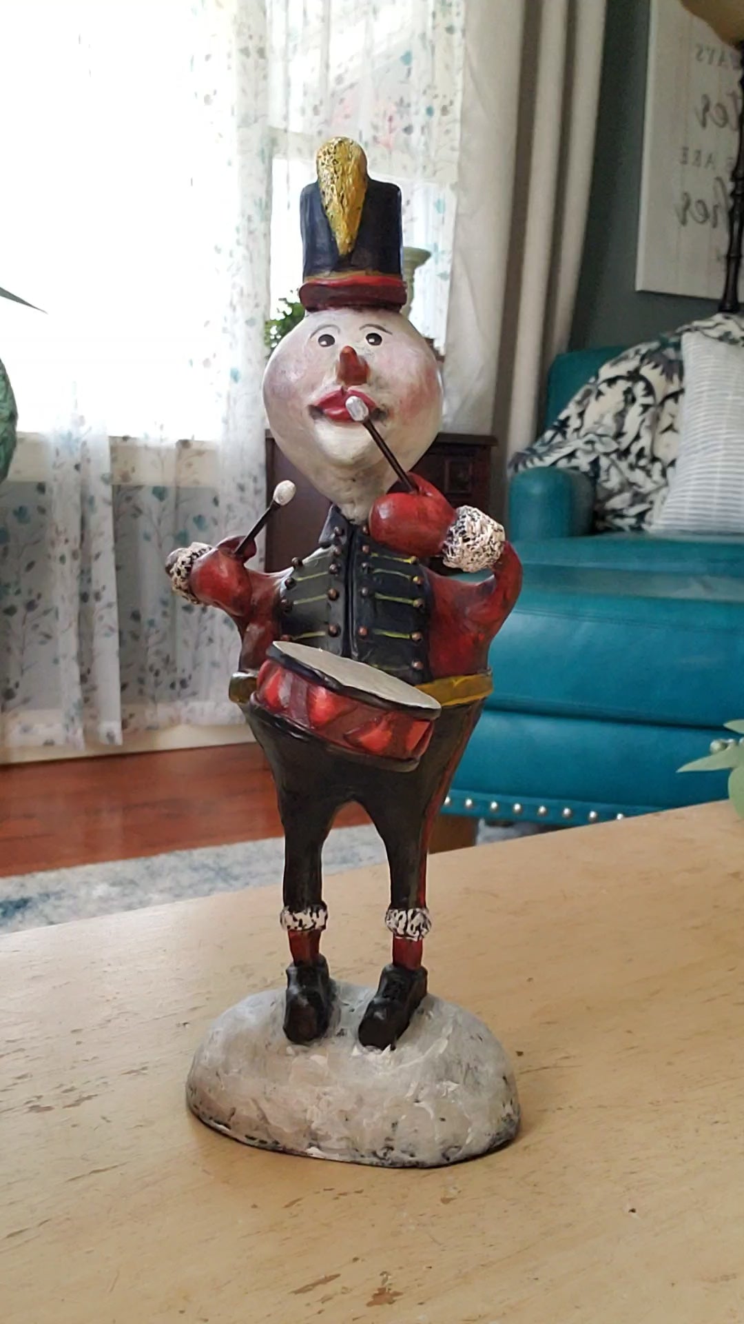 Paper Clay drummer themed snowman