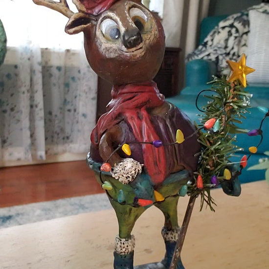 Deer themed paper clay character
