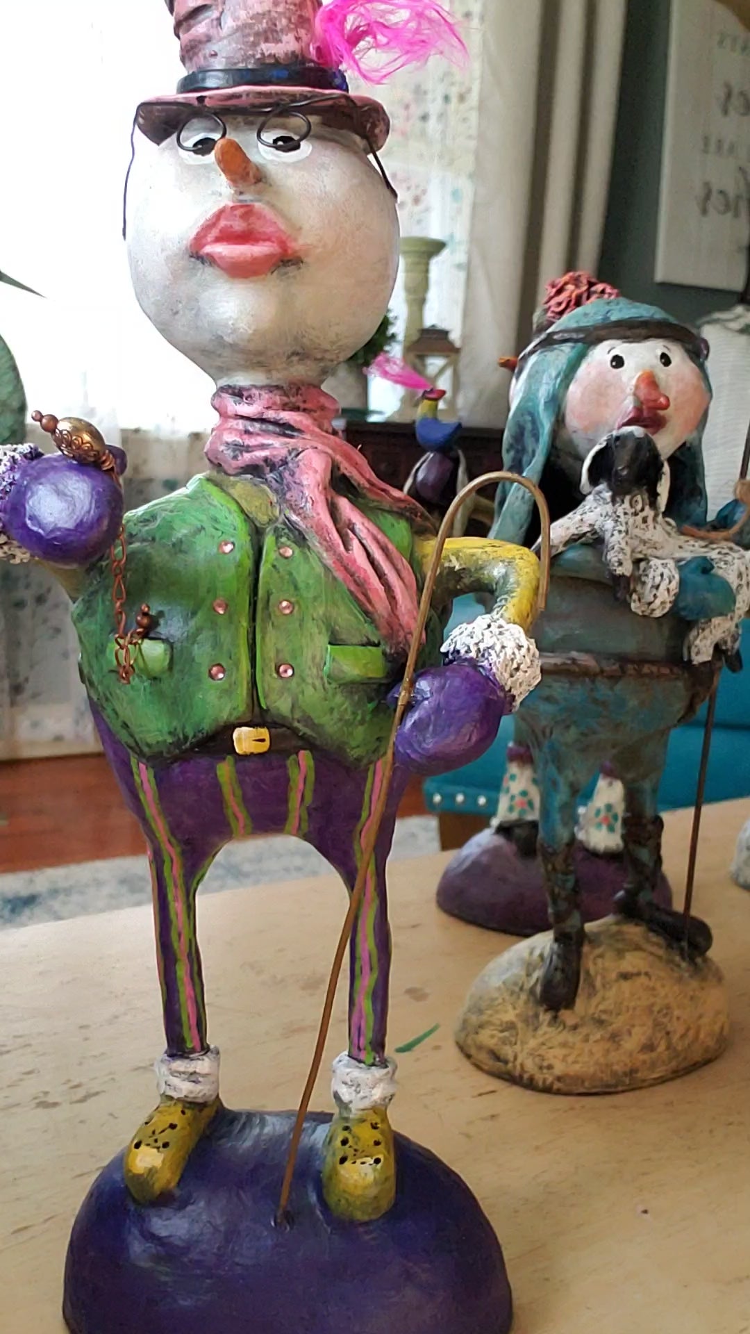 paper clay snowman mayor theme hand made