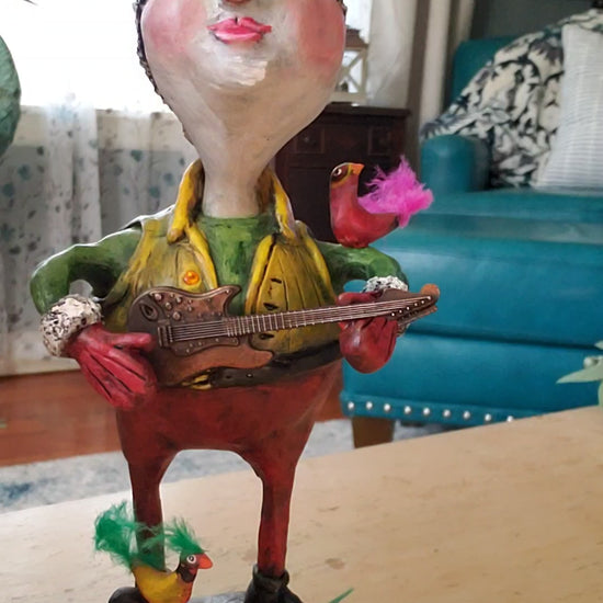 paper clay snowman guitar theme christmas decoration