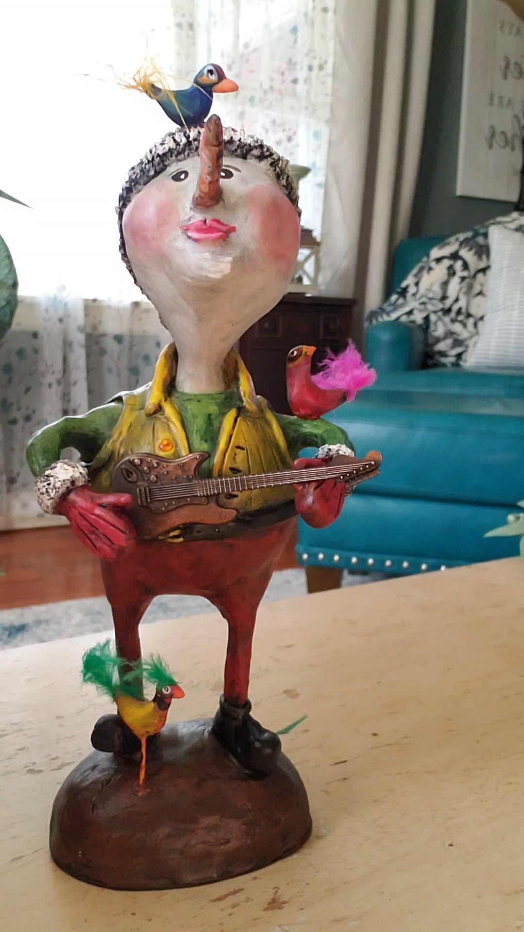 paper clay snowman guitar theme christmas decoration